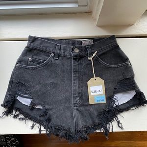 Vintage High-Waisted Black Denim Shorts